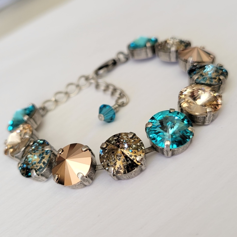 Austrian Crystal Tennis Bracelet in Antique Silver - Picture 8 of 10